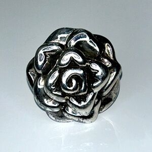 NWOT Sterling Silver ElectroForm Rose Statement Ring Made In Israel Modern Boho